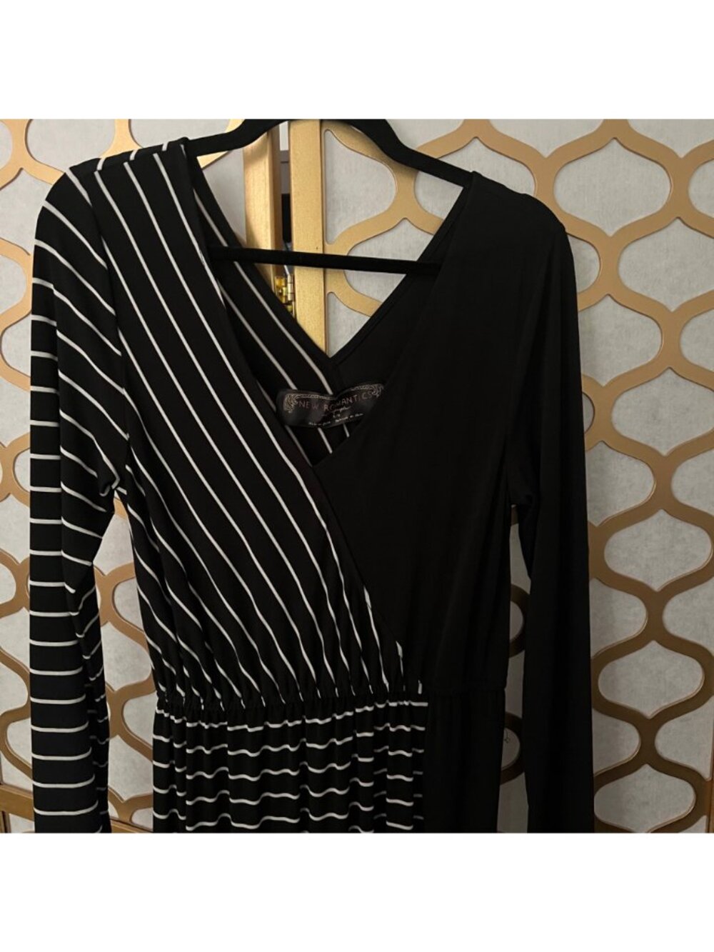 Whimsigoth New Romantics Free People M Black & White Striped Referee Maxi Dress - Picture 5 of 16